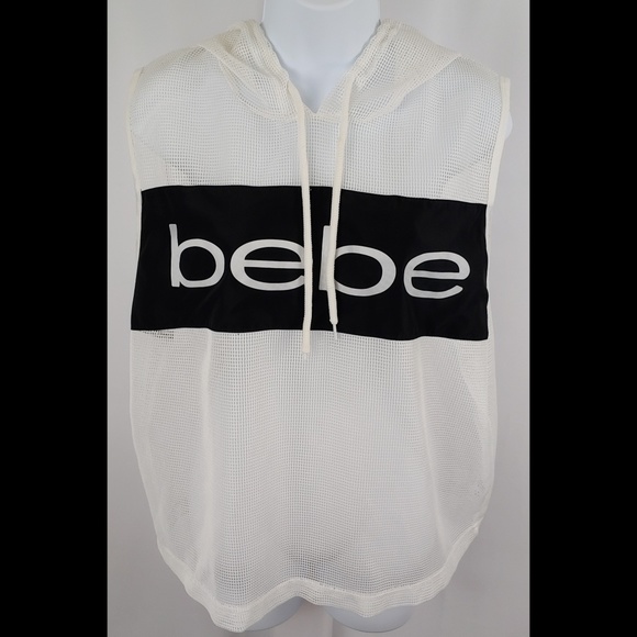 bebe Tops - Bebe Sport Sleeveless Mesh Hooded Tank, XL